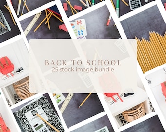 Back to School Stock Bundle | 27 Styled School Supply & Lifestyle Images for Social Media, Marketing, and Digital Products