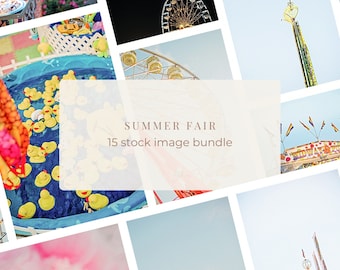 Summer Fair Stock Photo Bundle | 15 Vibrant Faceless Carnival Images | Fun Fairground Photos for Instagram Feeds