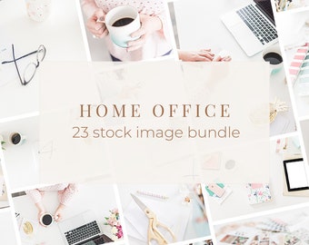 Home Office Stock Photo Bundle / 23 Chic Workspace Stock Images / Feminine Desk Scenes for Bloggers and Entrepreneurs