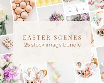 Easter Scenes Stock Photo Bundle / 25 Spring Flat Lay Stock Images / Easter Detail Stock Photography for Social Media Marketing