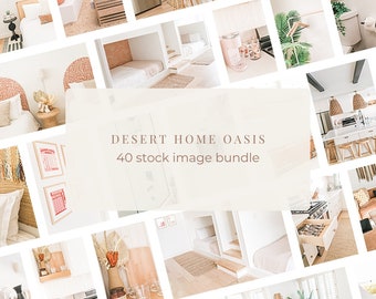 Desert Home Oasis Stock Photo Bundle / 40 Interior Design and Real Estate Images / Authentic Home Decor Photography for Digital Marketing