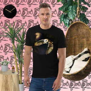 Midnight forest barn owl Unisex organic cotton t-shirt