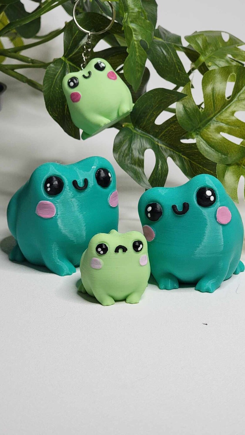 3D Printed Butt Frog, Cute Frog, Happy and Frowny Frog Keychain, Frog ...