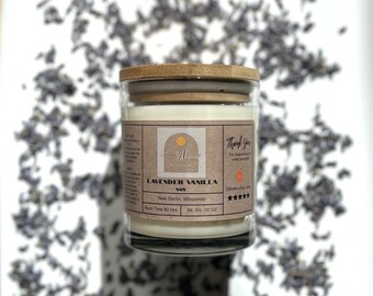 Lavender Vanilla Candle, Soy Lavender Candle, Hand-Poured Candle, Gift For Mom, Housewarming Gift, Mother's Day, Jar Candle, Gift for Her