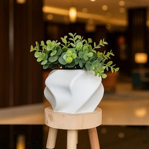 Modern White Geometric Vase | Minimalist Desk Planter | White Succulent Planter | Home Decor | Small Indoor Planter Gift | Decor for office