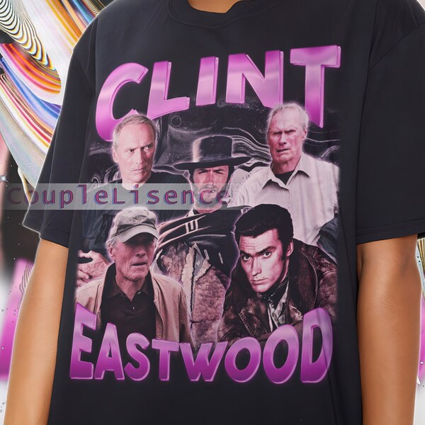 Chemise vintage CLINT EASTWOOD | Clint Eastwood Hommage rétro | T-shirts Clint Eastwood | Pull des années 90 Clint Eastwood | Cadeau Clint Eastwood