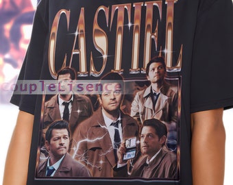 La chemise vintage CASTIEL surnaturelle | T-shirts Castiel Hommage Fan | Castiel Hommage Rétro | Castiel graphique rétro des années 90 | Cadeau Castiel Merch