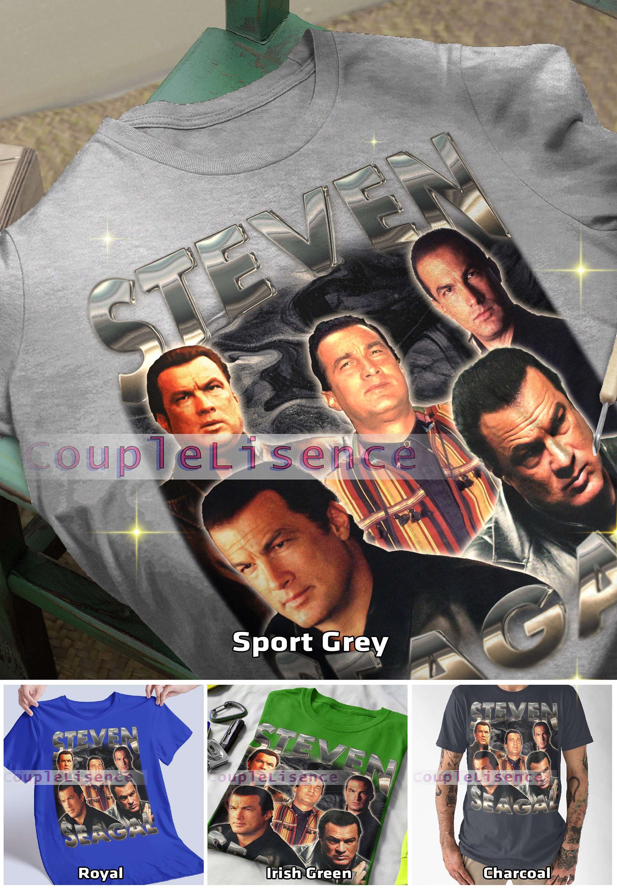 Seagal medieval-steven em um cavalo t camisa de algodão das