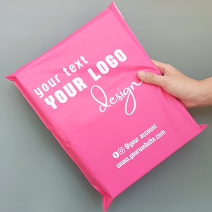 50-500Pcs Custom Pink Poly Mailer,Custom logo mailers with Self-Seal,Pink Shipping Bags with logo printed for Clothing/Dress Small business