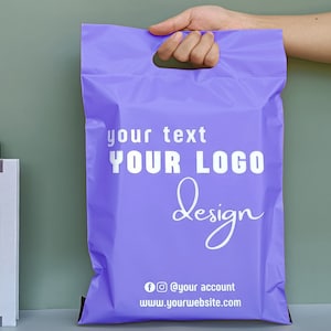 50-500Pcs Bolsas de plástico púrpura personalizadas, agregue sus propios sobres de logotipo, bolsas de envío con logotipo personalizado, bolsas de franqueo rosa personalizadas con asa