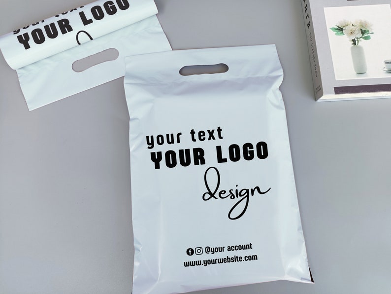 50500pcs Personalized White Plastic Tote Bags,add Your Own Logo