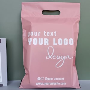 50-500Pcs Bolsas de plástico rosa personalizadas, agregue sus propios sobres con logotipo, bolsas de envío con logotipo personalizado, bolsas de envío rosas personalizadas con asa