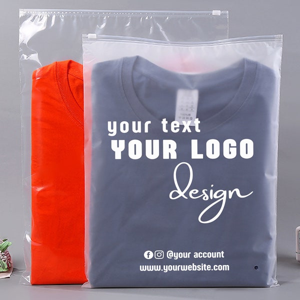 50-1000Pcs Custom frosted zipper Bags,frosted zipper bags with logo,Custom packaging bags with logo,Plastic Garment bags with name printed