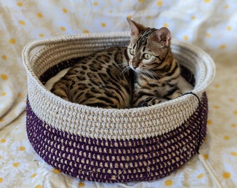 Handmade Rope Basket Cat Bed