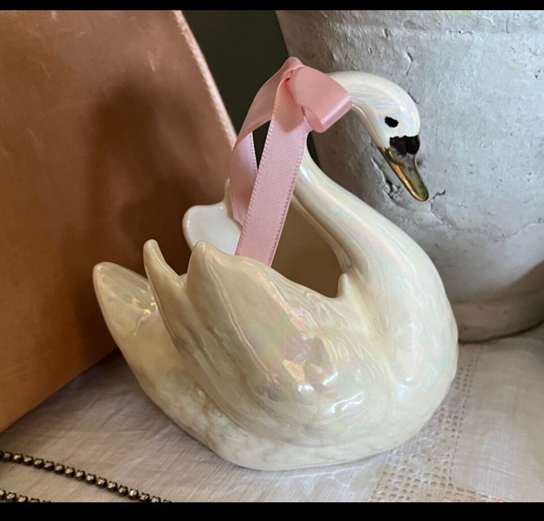 Vintage 60's Swan Figurine Planter for Coquette Style Room Etsy