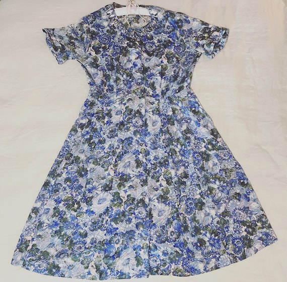 Vintage 50’s Floral Print Dress Chiffon Spring Su… - image 3
