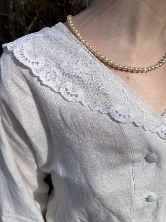 Rare Vintage Laura Ashley Linen Edwardian Blouse - image 6