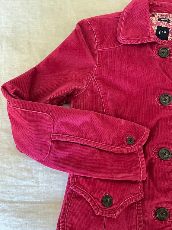 Vintage Berry colored corduroy Jacket with pocket… - image 4
