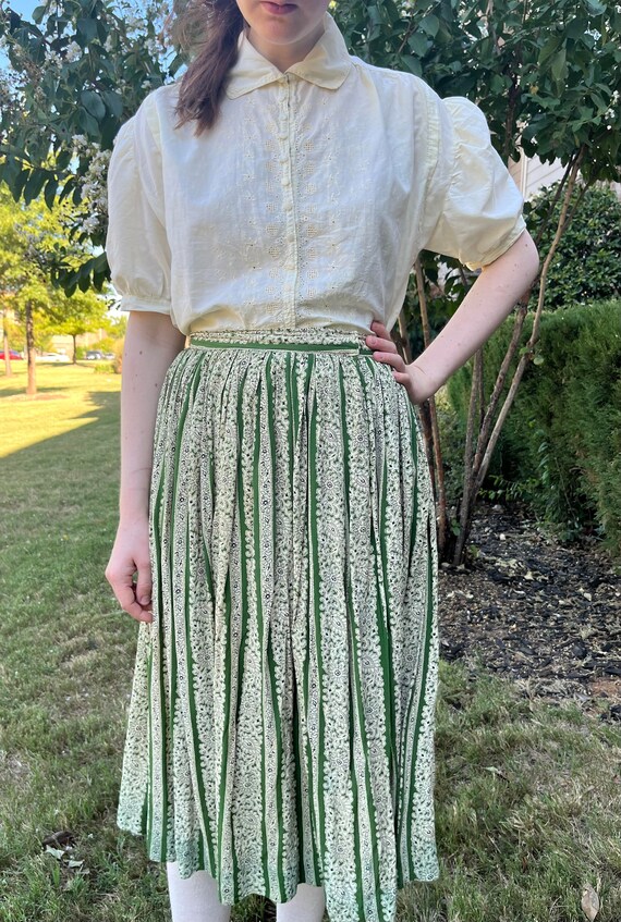 Vintage Cottagecore Skirt Circa 1930's Green and … - image 6