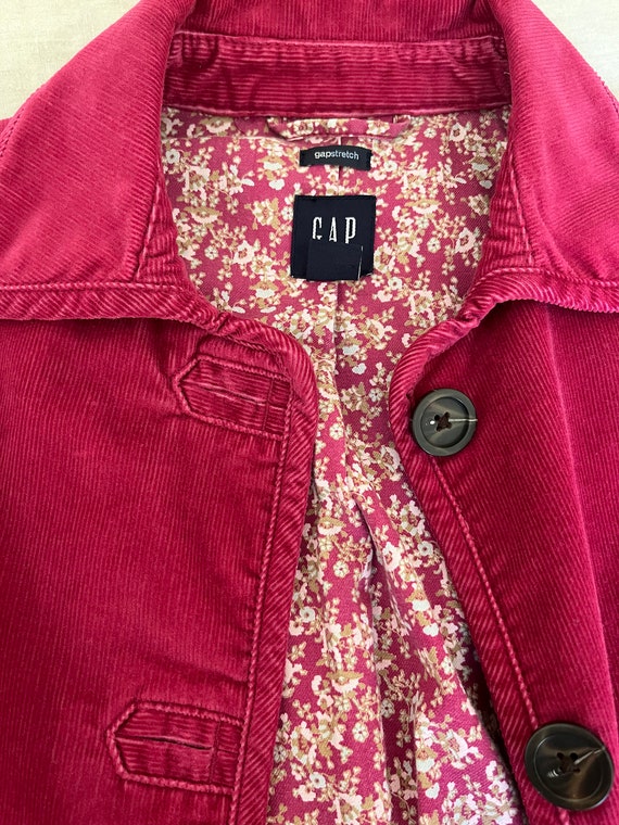 Vintage Berry colored corduroy Jacket with pocket… - image 5