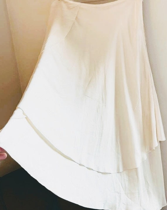 Beautiful Cream Color Silk Skirt, Asymmetrical, Fl