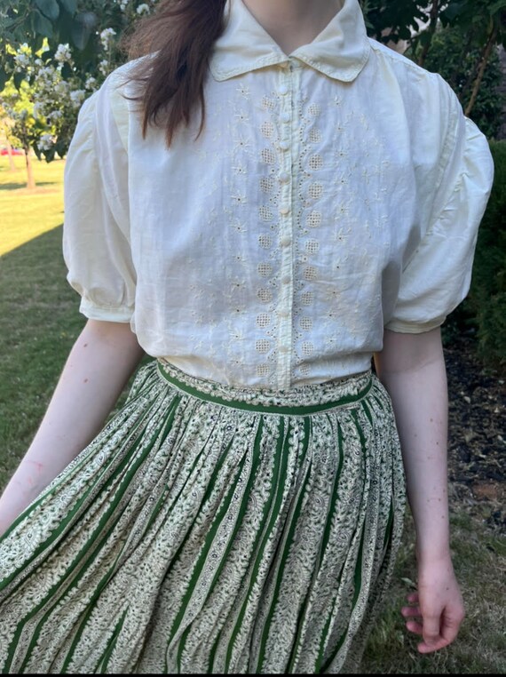 Vintage Cottagecore Skirt Circa 1930's Green and … - image 4