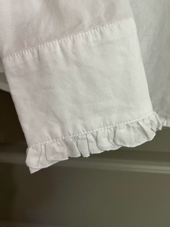 Vintage French White Ruffle Blouse Gem
