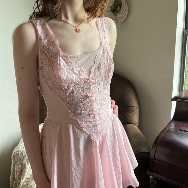 Vintage Pink Olga Babydoll Nightgown