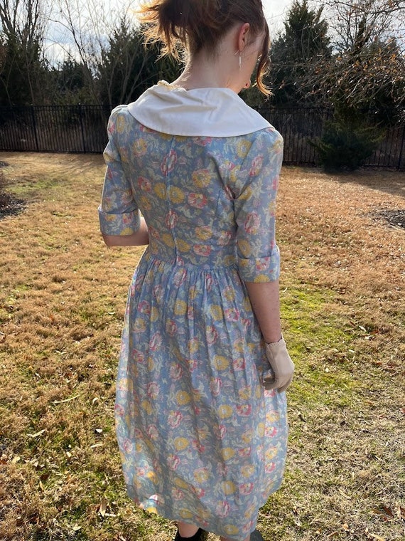 Vintage Laura Ashley Dress Floral With Sailor Collar Gem