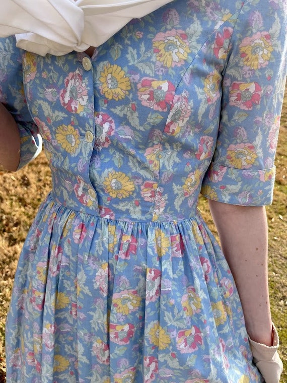 Vintage Laura Ashley Dress Floral With Sailor Collar Gem