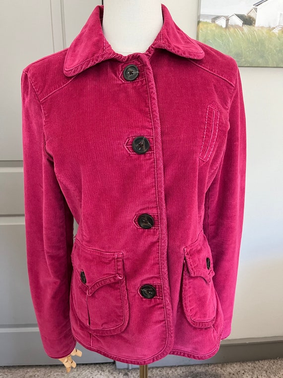 Vintage Berry colored corduroy Jacket with pocket… - image 2