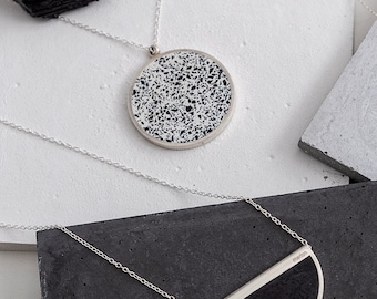 Luna Concrete Silver Necklace