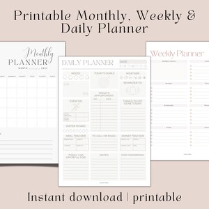 Printable monthly planner 2023, printable daily planner, printable weekly planner, printable planner bundle 2023