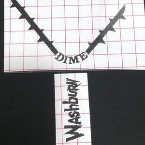 Washburn Dime 332 333 Barbed Wire Headstock Logo Vinyl Guitar Replacement WhiteBlack White