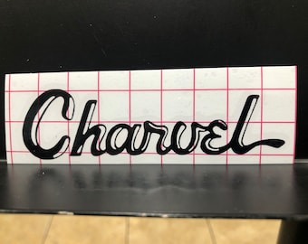 Charvel Toothpaste Headstock Logo - Vinyl Guitar Replacement Black White 4”