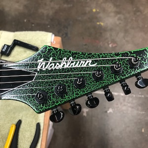 Washburn Headstock Logo - Premium Vinyl Guitar Project Replacement Black White