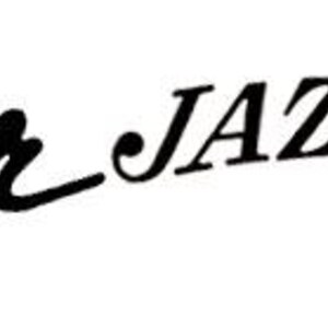 May include: The words "Fender JAZZ BASS" are displayed in black script on a white background. "Fender" is in a stylized cursive font, while "JAZZ BASS" is in a more standard font.