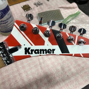 Kramer Headstock Logo Premium Vinyl Guitar Project Replacement Black White image 4