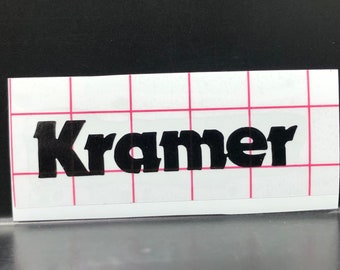 Kramer Headstock Logo - Premium Vinyl Guitar Project Replacement Black White