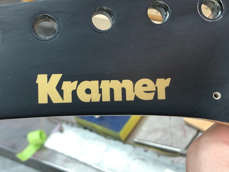 Kramer Headstock Logo Premium Vinyl Guitar Project Replacement Black White image 2