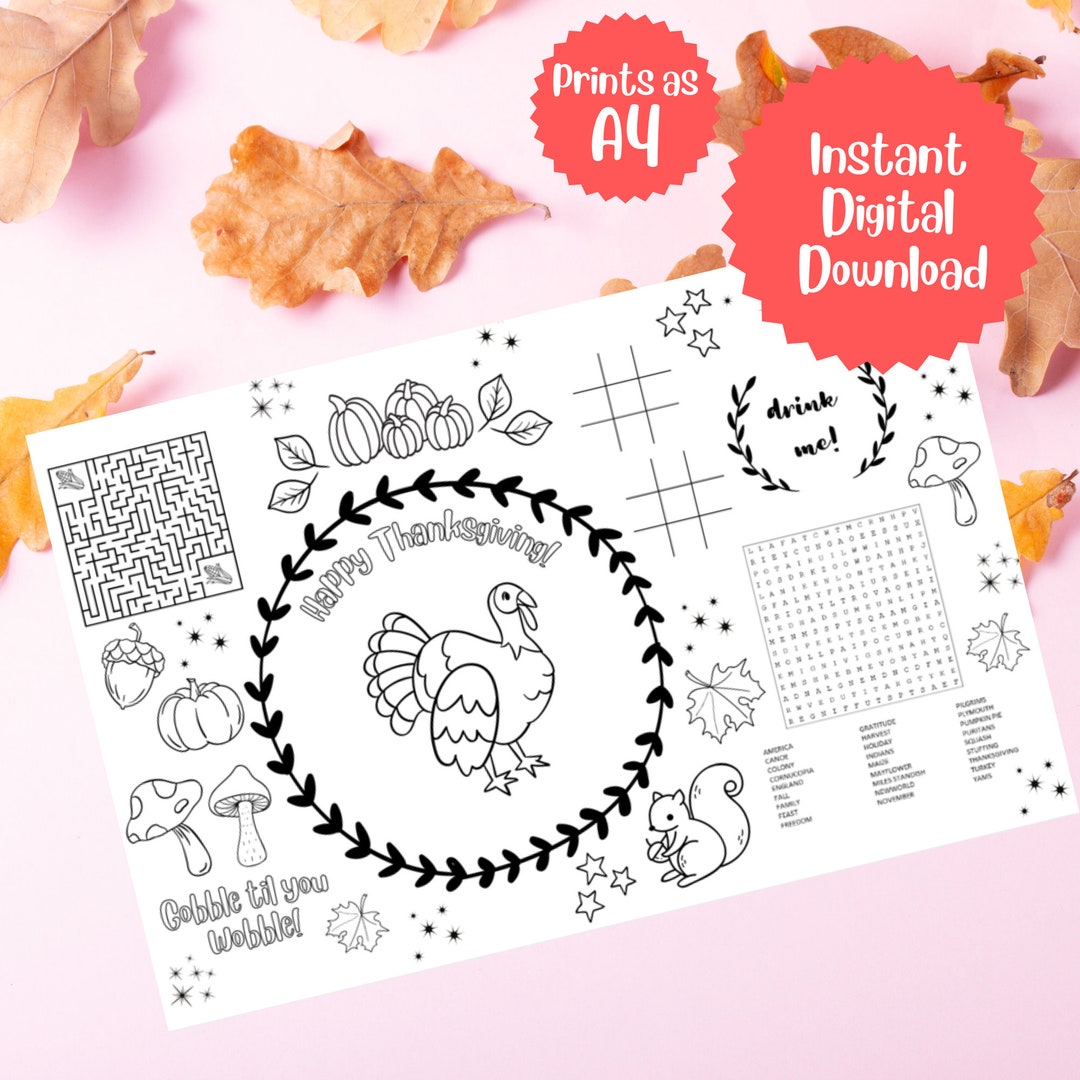 Halloween Placemats Halloween Coloring Placemat Halloween Etsy