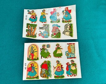 Vintage Decal Sheets of Little Red Riding Hood 2 Pages Unused