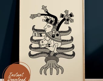 Lámina artística de Mayahuel: Diosa Azteca del Agave (Descarga digital)