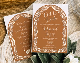 Talavera-uitnodiging babyshower: Cielito Lindo-thema (digitale download canvasjabloon van 5 x 7 inch)