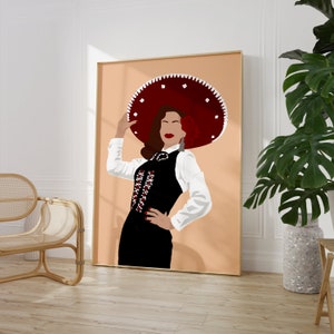 Impressão artística de mulher mariachi Charra: arte de parede mexicana (download digital)