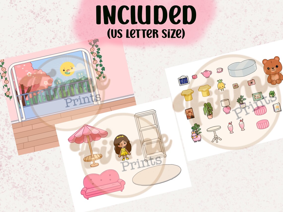 Printable Paper Doll Living Room, Toca Boca Inspired Living Room, Quiet ...