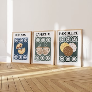 Mexican Art Prints, Mexican Poster, Mexican Decor, Pan Dulce con Cafecito, Cafe Print, Mexican Food, Latino Wall Art, Latino Decor