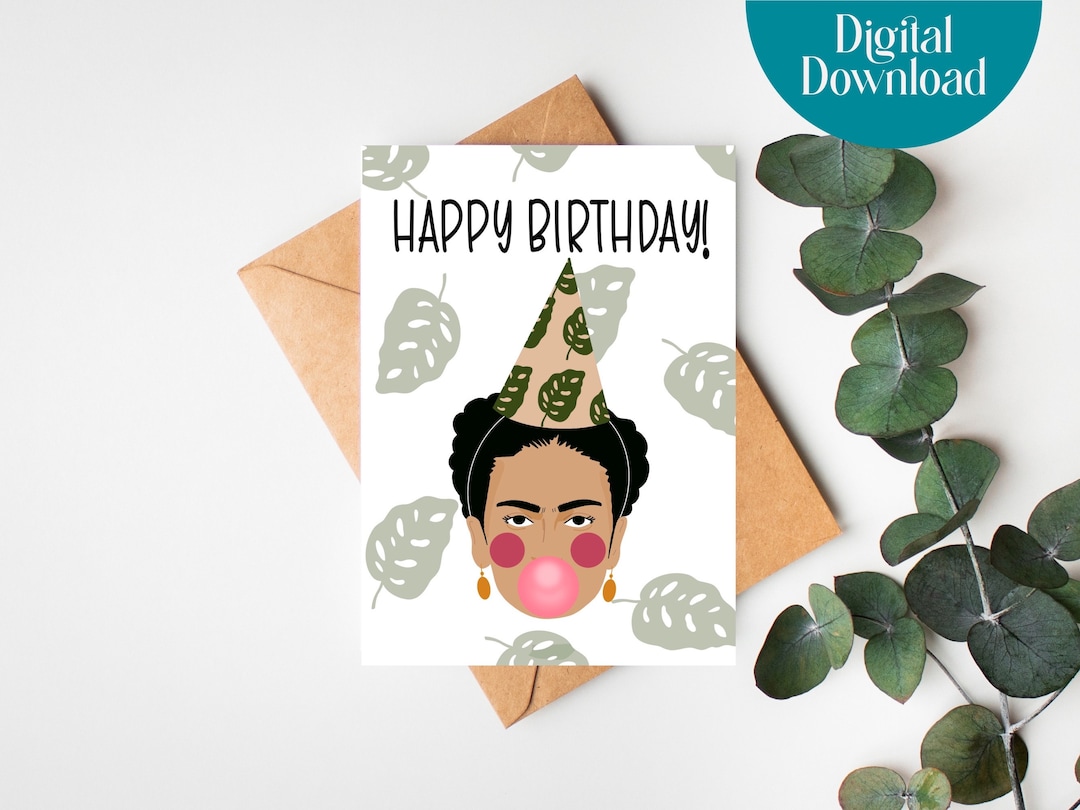 Frida Kahlo Inspired Printable Birthday Card, Frida Card, Printable ...