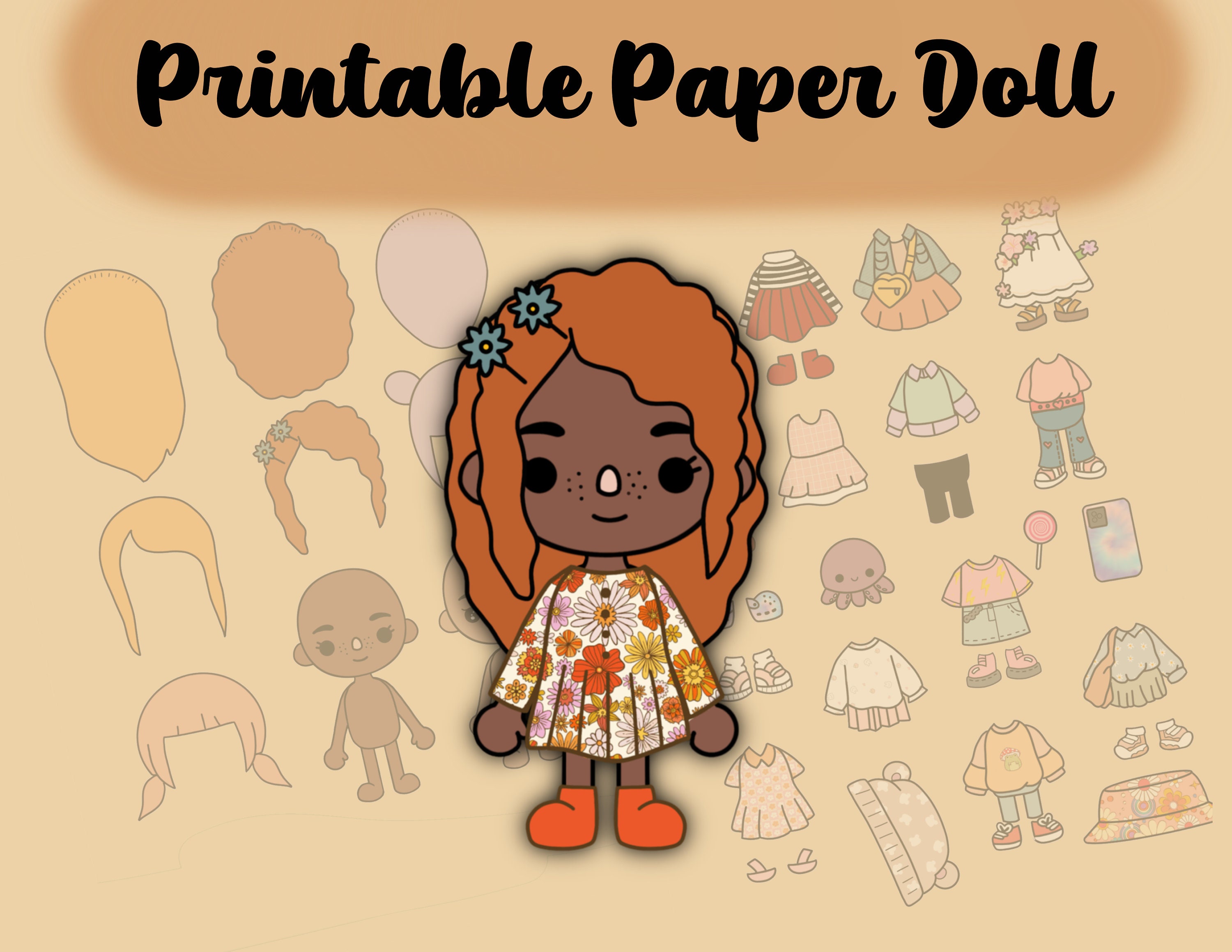 Printable Paper Doll Toca Boca Inspired Quiet Book Kids 