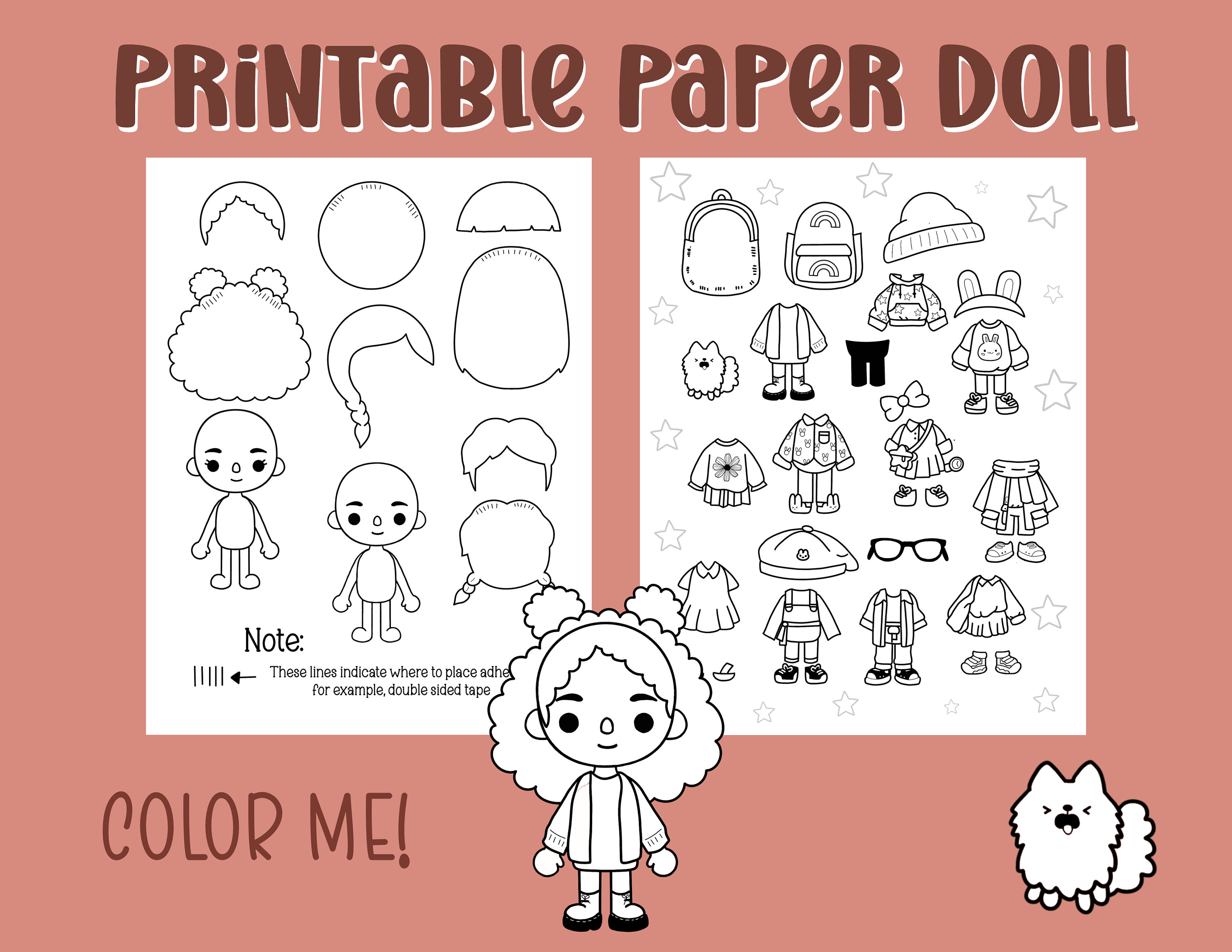 Printable Paper Doll Toca Boca Inspired Quiet Book Kids 